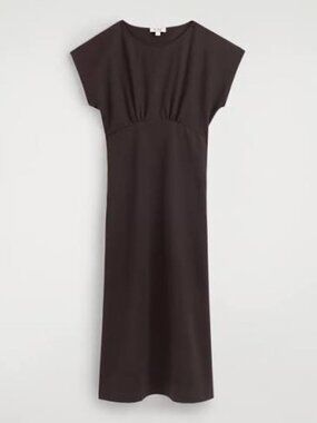 COS Sculpted Gathered Midi Dress - Brown